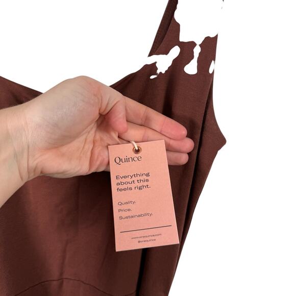 Quince Tencel Jersey Side Tie Midi Wrap Dress Brown Sleeveless NEW Womens Small - Picture 5 of 8